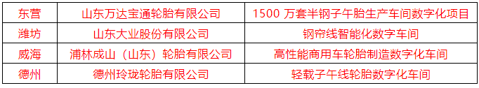 山东省数字化车间名单