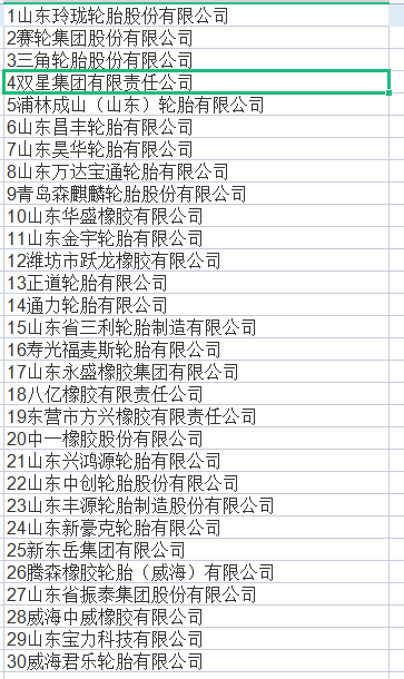 山东轮胎企业名单