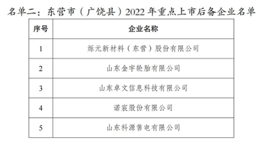 2022年重点上市后备企业名单，其中包括金宇轮胎。