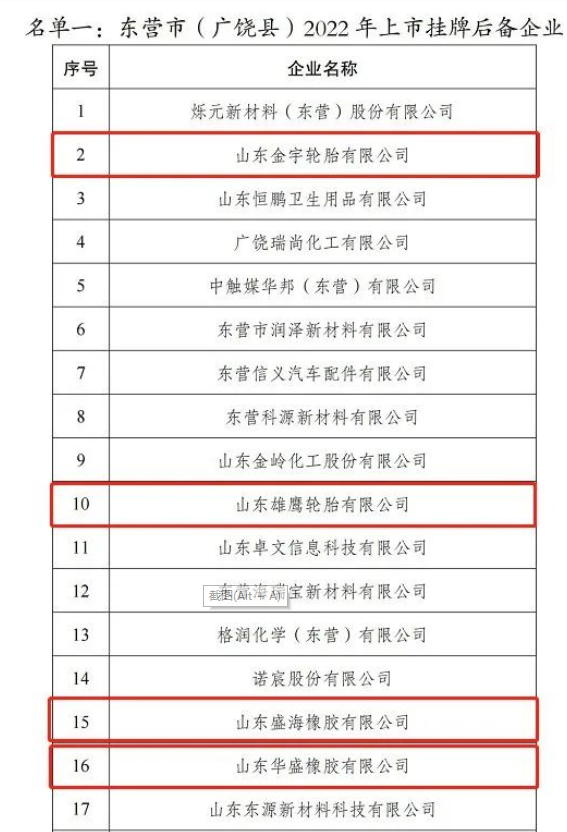 广饶多家轮胎企业纳入上市挂牌后备库 广饶多家轮胎企业纳入上市挂牌后备库
