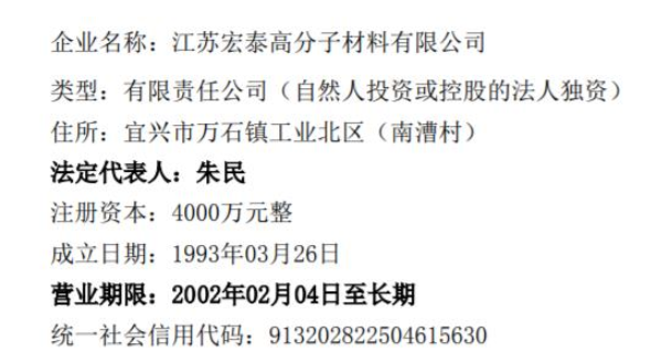 广信材料全资子公司江苏宏泰董事长换人! 广信材料全资子公司江苏宏泰董事长换人!