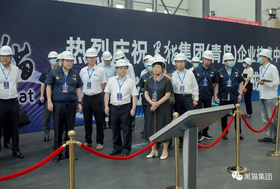 嘉宾及新闻媒体一同参观了青岛黑猫公司超导电纳米碳材200吨级中试生产线