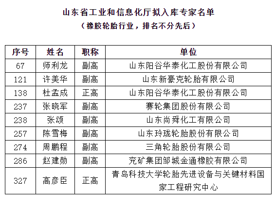 橡胶及轮胎行业9名顶级专家，位列其中