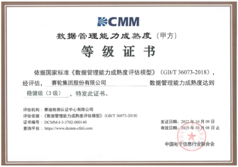 赛轮获DCMM三级认证，引领行业！