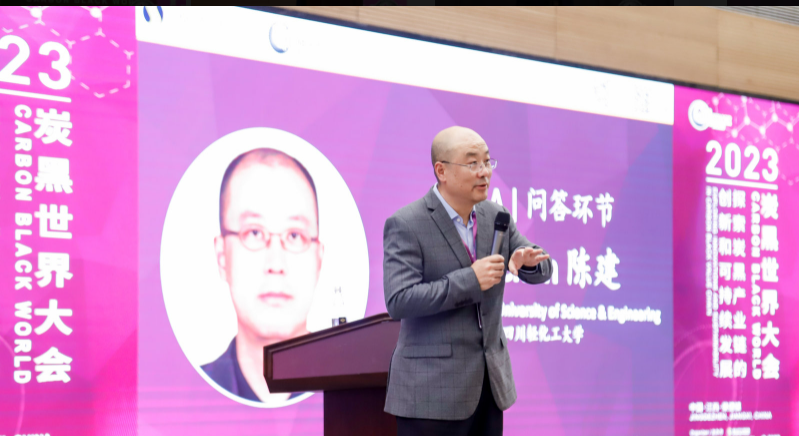 在会上，四川轻化工大学陈建教授受主办方Smithers公司邀请，作了题为《炭黑超高硬度的发现及其对橡胶补强与耐磨性的作用》的大会报告。