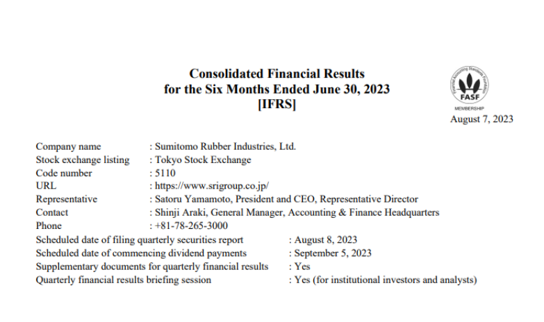 住友橡胶轮胎业务稳步复苏，2023年上半年业绩超预期