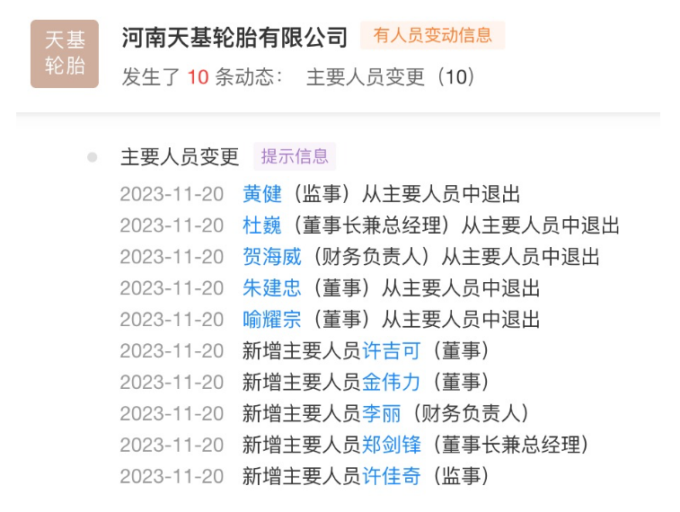 天基轮胎的两大股东目前仍然是上海烜卓供应链管理有限公司和浙江天铁实业股份有限公司，截至目前尚未发生变更。