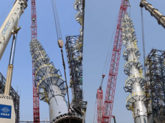 裕龙石化顺丁橡胶项目：最高最重塔器吊装成功